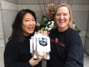 Vivian Lee of Luck Rabbit Snacks a gluten free snack option and Ria of Cider Chat 