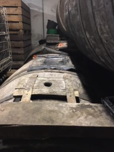 cider barrels cut open for access