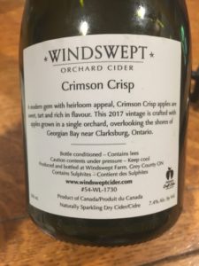 Back label of Windswept's Crimson Criso