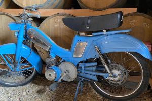 ep 370 the moped in the barrel room at Domaine Marois 300x200