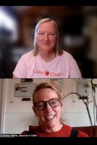 Cider Chat host Ria Windcaller interviews American Cider Association Board President Christine Walter about CiderCon 2027 during a recorded video conversation.